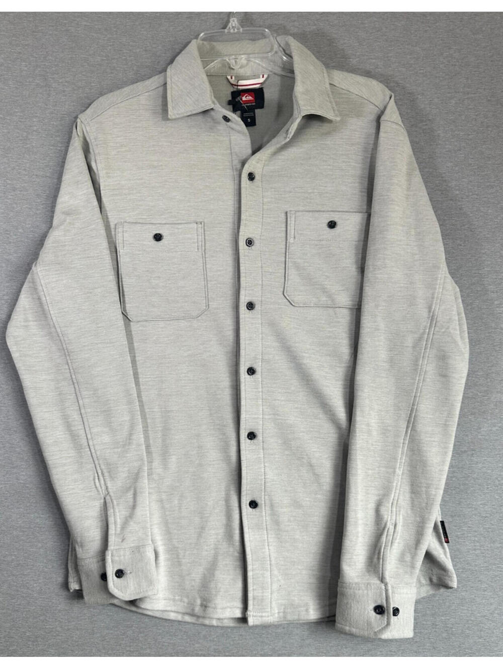 Quiksilver Button-Up Shirt Heather Gray Long Sleeve Casual Mens Small - NWT